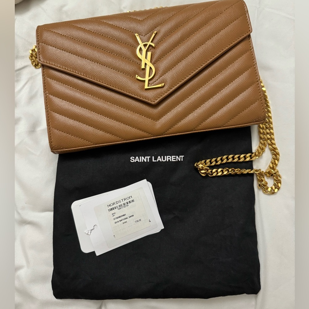 Saint Laurent Matelassé Leather Wallet on a Chain - EXCELLENT CONDITION